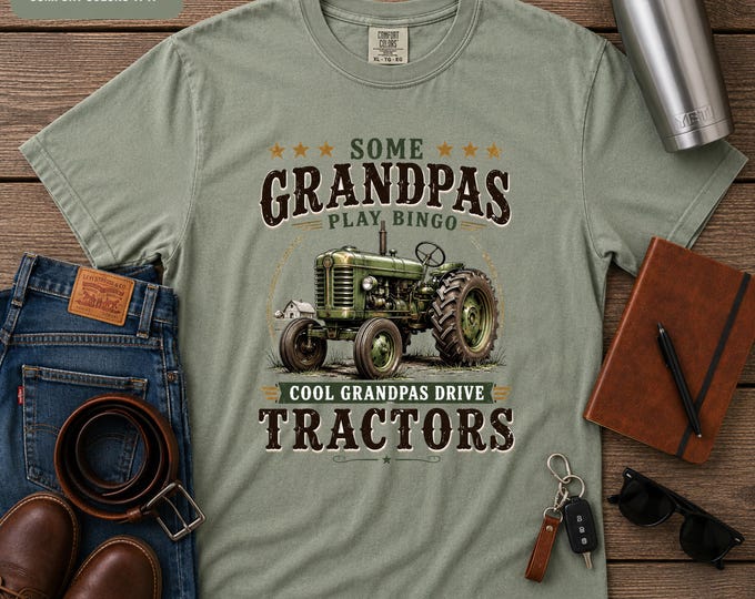 Cool Grandpas Drive Tractors Shirt, Funny Grandpa Tractor Tee, Farmer Grandpa Gift, Tractor Lover Shirt, Farming Gift for Grandpa, Country