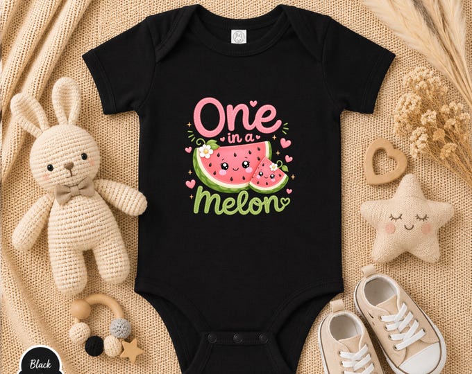One in a Melon baby bodysuit | watermelon infant onesie | Funny Boy or Girl Outfit Top | Newborn Baby Gift | Shower Gift Idea | Pregnancy