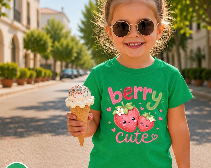 Berry Cute Toddler Shirt | Strawberry Toddler Tee | Cute Girl & Boy T-Shirt | Kawaii Fruit Kids Clothes | Birthday Gift | Baby Gifts