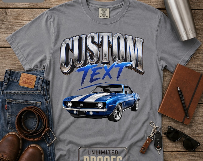 Custom Muscle Car Shirt | Personalized Classic Car or Truck Tee | Upload Photo | Custom Camaro Mustang C10 Truck Shirt | Comfort Colors