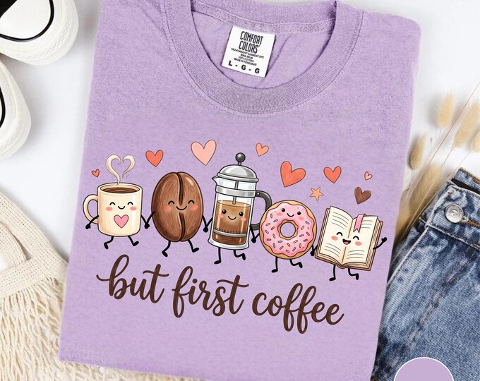 But First Coffee graphic tee | Coffee Donut Mug Illustration Shirt