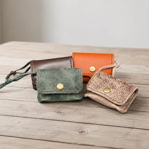 Leather Pouch – Handmade  Small Leather Case, Earbud Holder, Mini Organizer, Everyday Carry