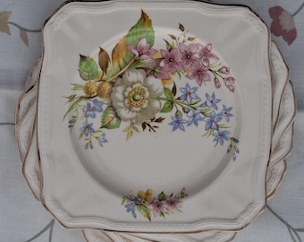Juego de 5 platos para pastel Alfred Meakin vintage, platos de té florales, porcelana inglesa, vajilla estilo cottagecore, platos de postre de los años 40 y 50.