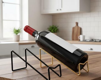 Portabottiglie in metallo moderno – 2 portabottiglie da appoggio, organizer minimalista per vino da tavolo, ideale per la cucina e il bar di casa.