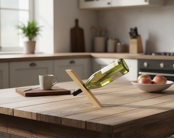 Portabottiglie galleggiante in bambù, supporto in equilibrio, decorazione minimalista