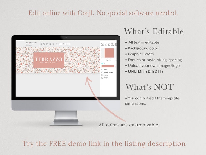 CORJL Editable Etsy Shop Graphic Kit Template Modern | Etsy
