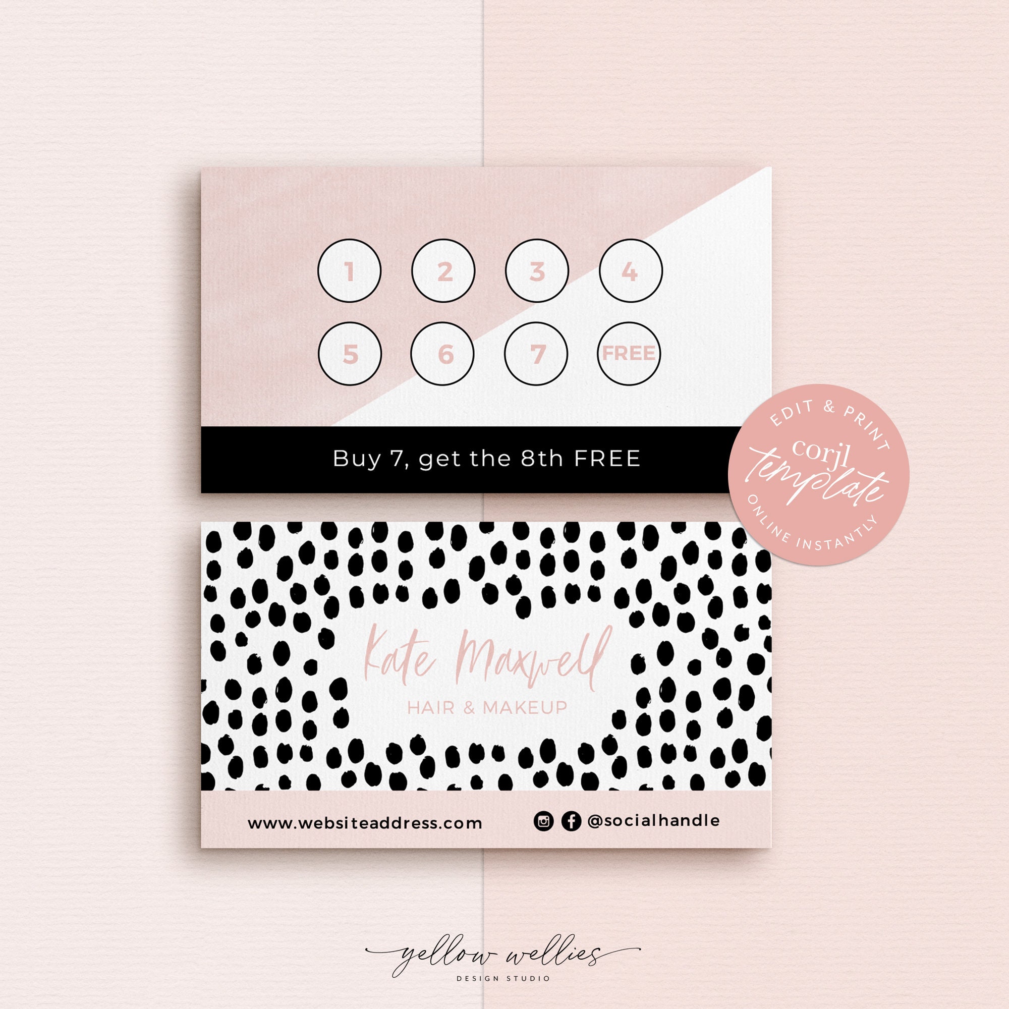 CORJL Editable Polka Dot Customer Loyalty Card Template - Etsy