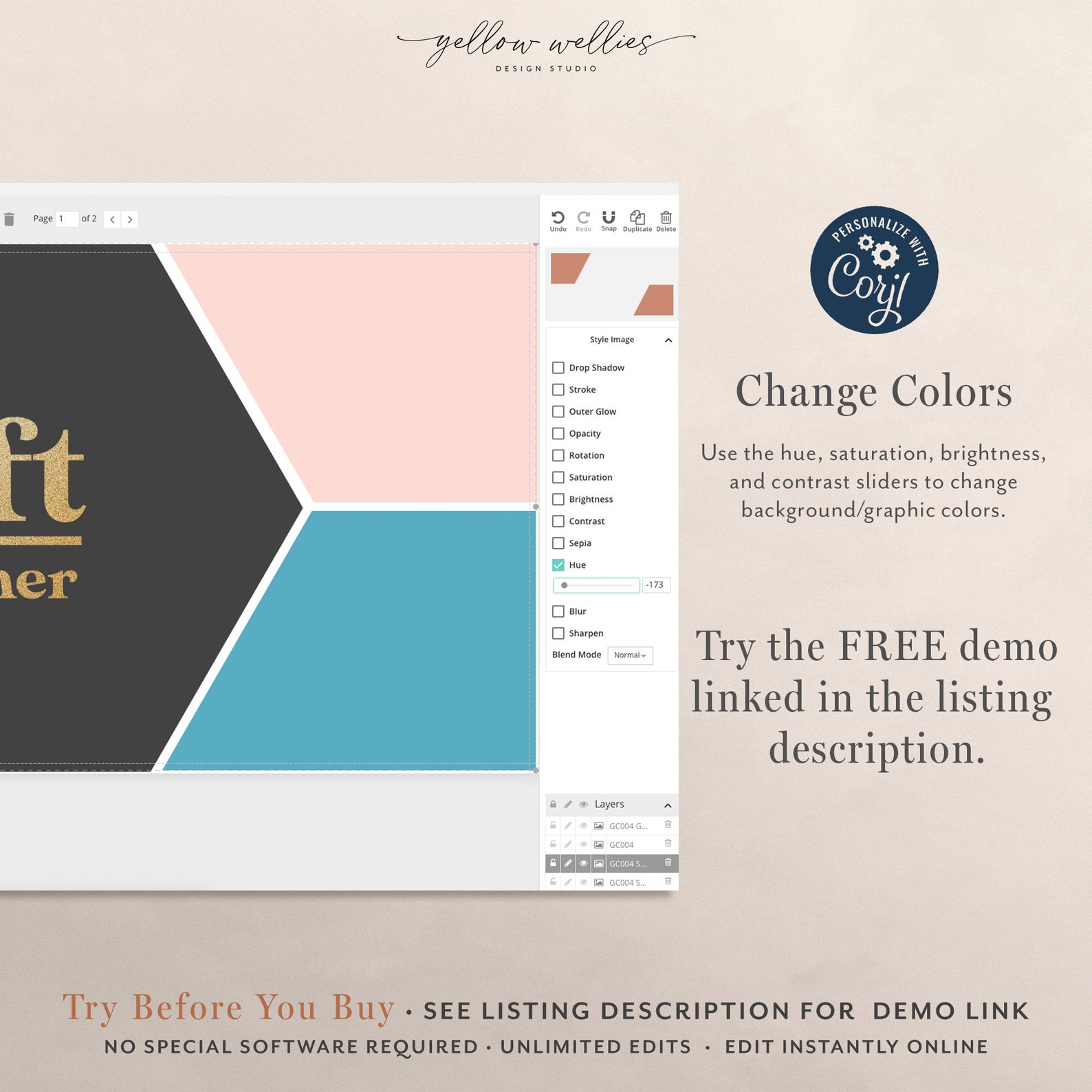 Editable Gift Certificate Template Corjl Template Gift Etsy Editable Gift Certificate Template Corjl Template Gift Etsy
