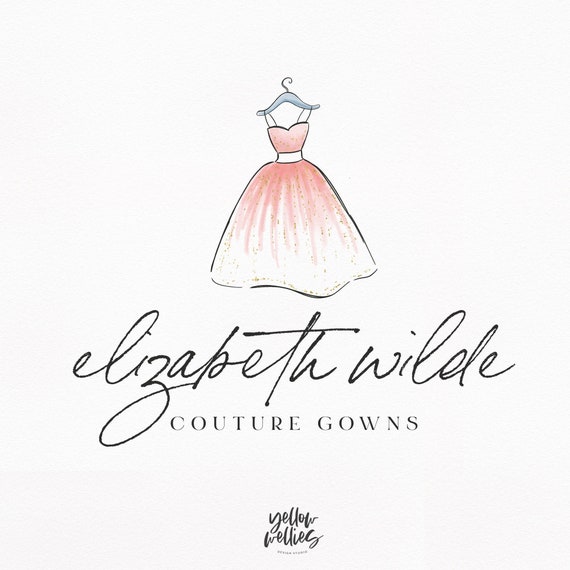 Formal Dress Gown Premade Logo Design Watercolor Painted Etsy