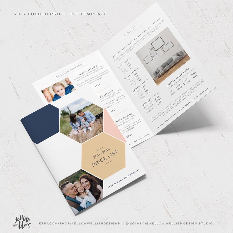 PHOTOSHOP Template 5x7 Folded Modern Price List Brochure Etsy