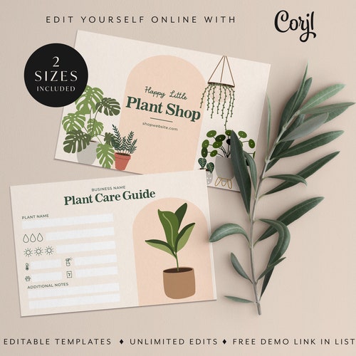 Plant Care Card Template Editable Care Card Canva Template Etsy Canada