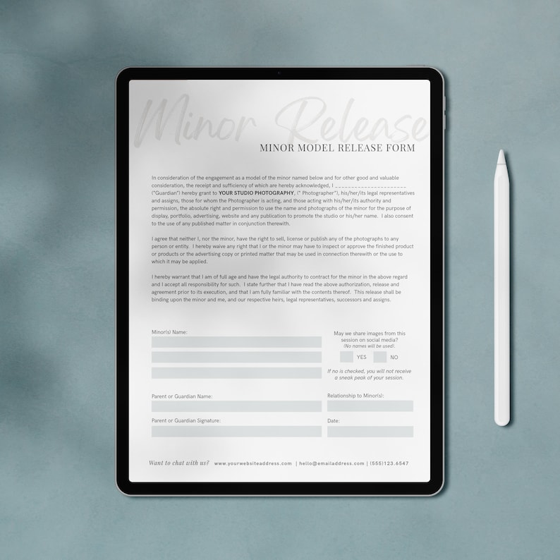 Photography Contract & Forms Templates Instant Etsy