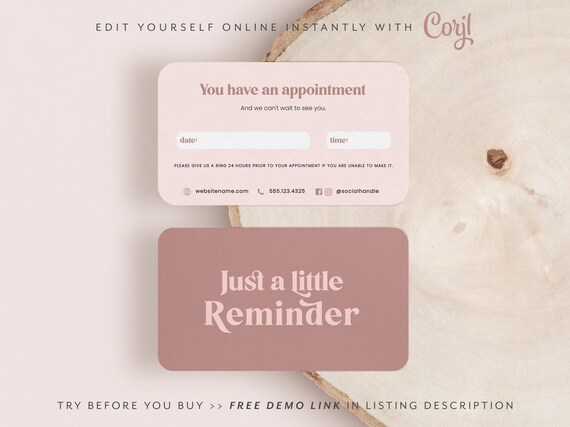 CORJL Editable Retro Style Appointment Reminder Card Template - Etsy