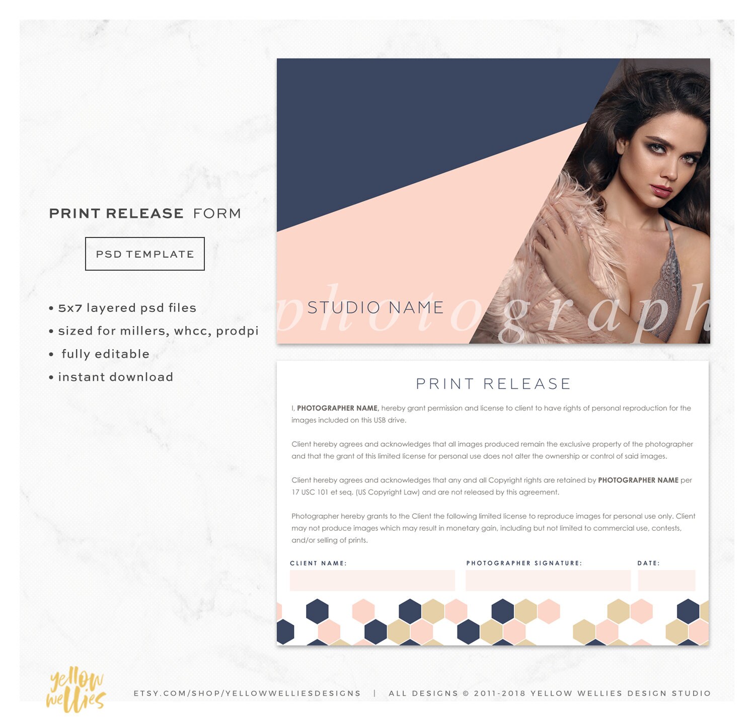 Modern Geometric Print Release Form Template For Photographers Etsy