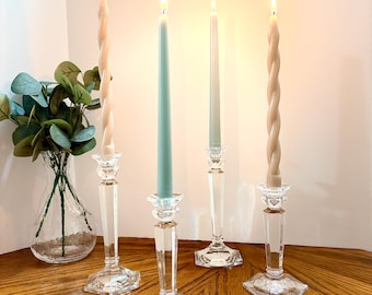 Vintage Mikasa Crystal Taper Candle Holders Set of 4 – Elegant Table Decor