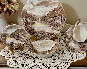 Johnson Brothers Olde English Countryside Vintage Dinnerware Dinner Plate Soup Bowl Teacup Saucer England