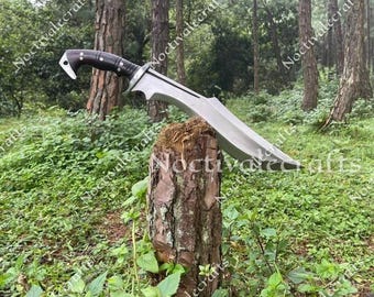 Handmade High Carbon Steel Kukri Knife with Leather Sheath, Full Tang Bushcraft Tool