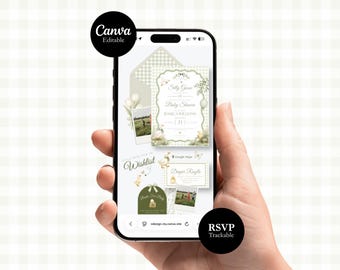 Website met uitnodigingen voor een babyshower met een grappig gansje, uitnodiging voor een babyshower met een gansje, digitale sjabloon met traceerbare RSVP, bewerkbare website-uitnodiging