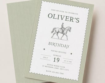 Uitnodiging voor mijn eerste rodeo, cowboy-verjaardagskaart, western-thema verjaardagsfeest, bewerkbare sjabloon, printbaar, direct te downloaden