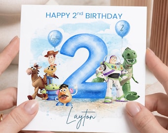 Tarjeta de cumpleaños personalizada de Toy Story para hijo, nieto, sobrino o ahijado / Tarjeta de cumpleaños de Toy Story para segundo cumpleaños