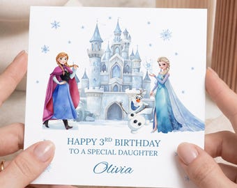 Gepersonaliseerde Frozen verjaardagskaart, Frozen kaart voor elke leeftijd, Elsa & Anna Olaf kaart, verjaardagskaart voor dochter, kleindochter, nichtje