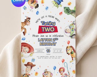 Editable Any Age Toy Story Birthday Invitation | Kids Party Invite Template | Printable Canva Birthday Invite | Digital Download