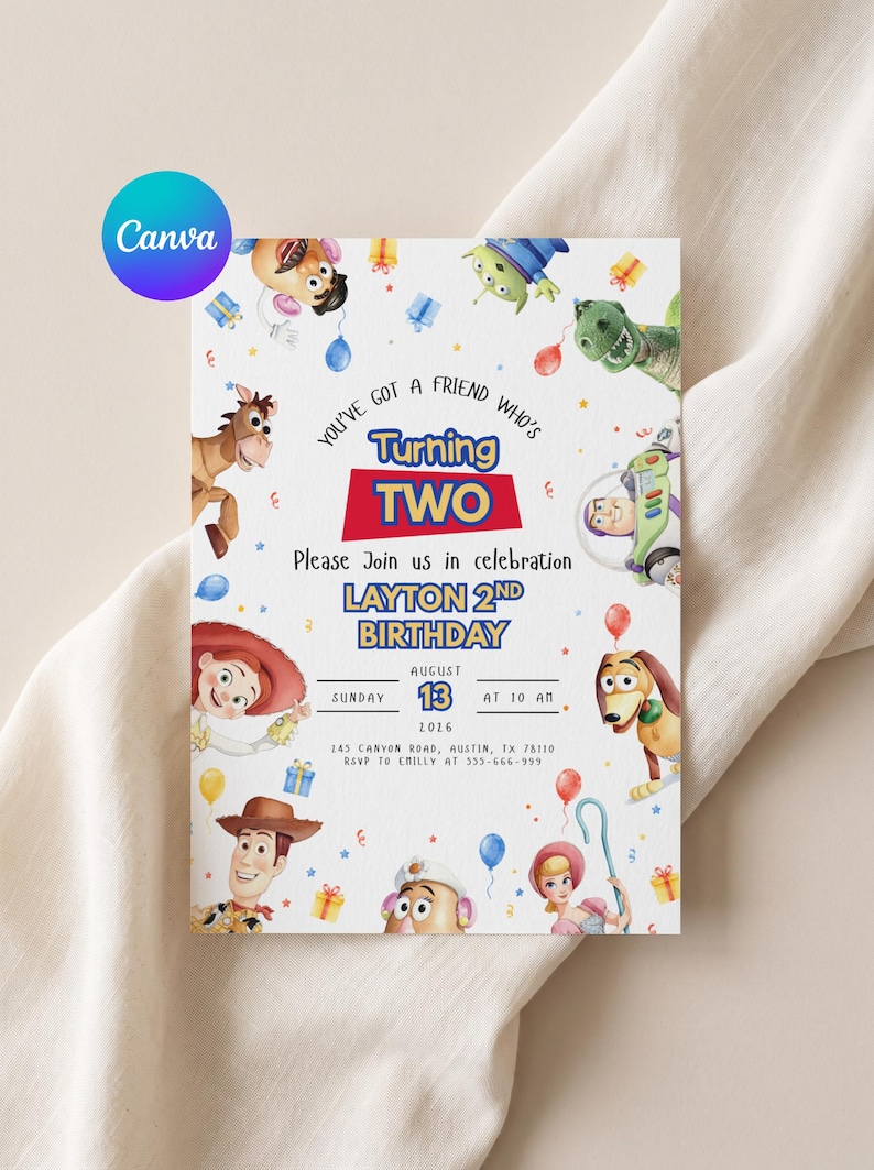 Editable Any Age Toy Story Birthday Invitation | Kids Party Invite Template | Printable Canva Birthday Invite | Digital Download