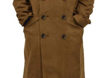 Handmade Brown Double Breasted Trench Coat Men – Custom Tailored Long Coat – Made to Order Winter Overcoat – Manufacturer Direct