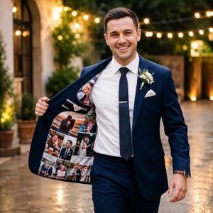 Personalized Wedding Blazer | Custom Photo Lining, Anniversary Groom Gift