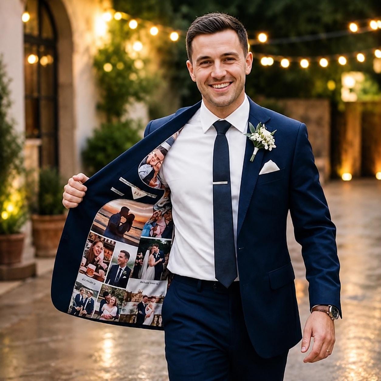 Personalized Wedding Blazer Custom Photo Lining, Anniversary Groom Gift