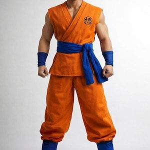 Goku Cosplay Costume, Dragon Ball Inspired Kimono, Anime Martial Arts Outfit, Men's Halloween Set