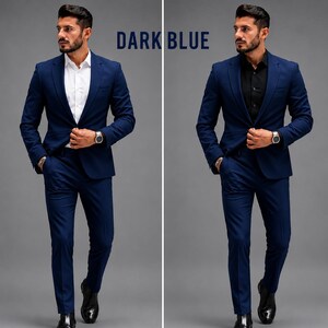 Custom Men's Suit, Made to Measure Tailored Fit, 40+ Colors, Direct Manufacturer Blue