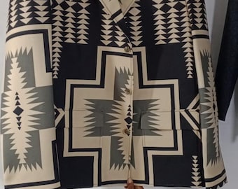 Herren Tribal Print Blazer Jacke | Taillierter Fit-Mantel im Western-Stil