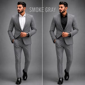 Custom Men's Suit, Made to Measure Tailored Fit, 40+ Colors, Direct Manufacturer Smoke gray