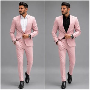 Custom Men's Suit, Made to Measure Tailored Fit, 40+ Colors, Direct Manufacturer Pink