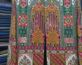 Handmade Embroidered Sherwani Jacket | Mens Wedding Ethnic Coat | Multicolor Embroidery Groom Jacket | Luxury Festive Indo Western