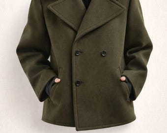 Celebrity Traitors Green Wool Coat | Double Breasted Winter Peacoat, Custom Made
