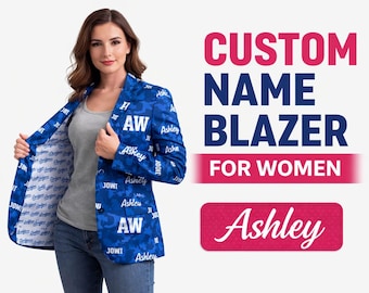Benutzerdefinierter Name Blazer für Frauen, personalisierte Jacke, Benutzerdefinierte Initialen Mantel, benutzerdefinierte Text Anzugjacke, Geschenk für sie, jeder Name Blazer