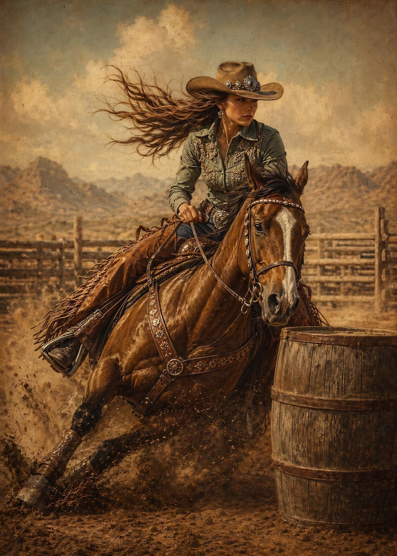 Vintage Rodeo Poster, Western Cowboy Bull Riding Art Print (digital ...