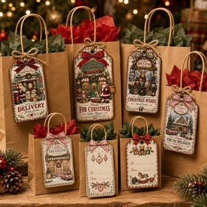 Etiketten-Set, Vintage-Canva-Vorlage zum Ausdrucken mit 10 Vorder- und Rückseitendesigns