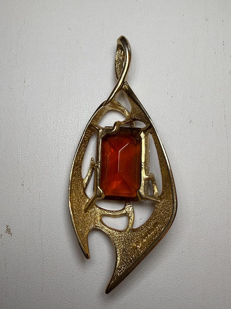 Vintage Sarah Coventry Molten Topaz Pendant and Earring Set image 3