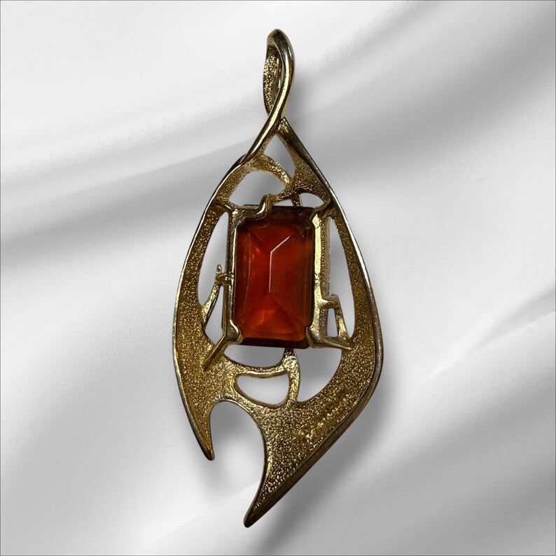 Vintage Sarah Coventry Molten Topaz Pendant and Earring Set image 5