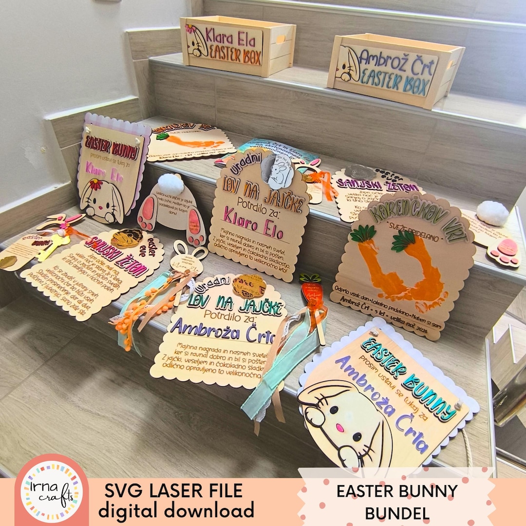 Easter Bunny Bundle SVG Laser Cut File Complete Easter Set Digital ...