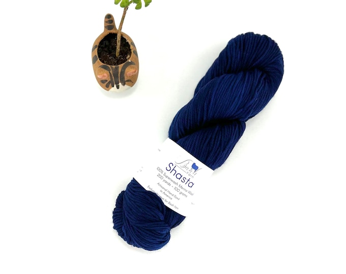 Baah Yarn Shasta,  Worsted weight, 100% Superwash Merino Wool, Midnight in Moscow, Blue