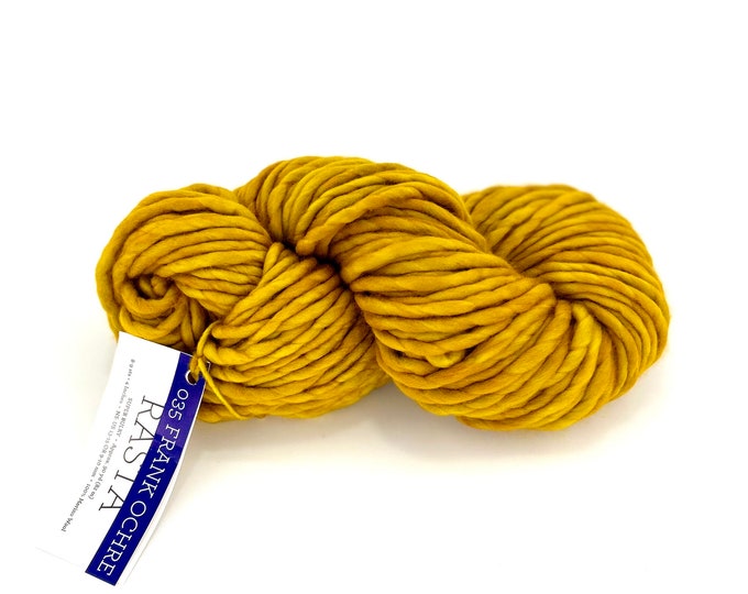 Malabrigo Rasta Yarn, Super Bulky, 100% Merino Wool, Frank Ochre, RAS035, Yellow Merino Wool