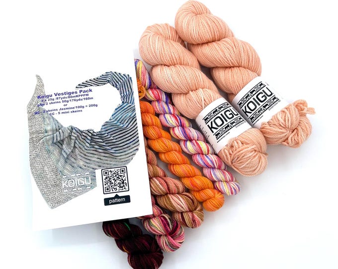 Vestiges Shawl Yarn Pack, Rosewood colorway, Koigu jasmine yarn, dk weight, 100% Merino Wool