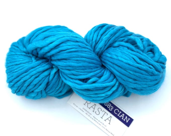 Malabrigo Rasta Cian Blue, Super Bulky Merino Wool Yarn
