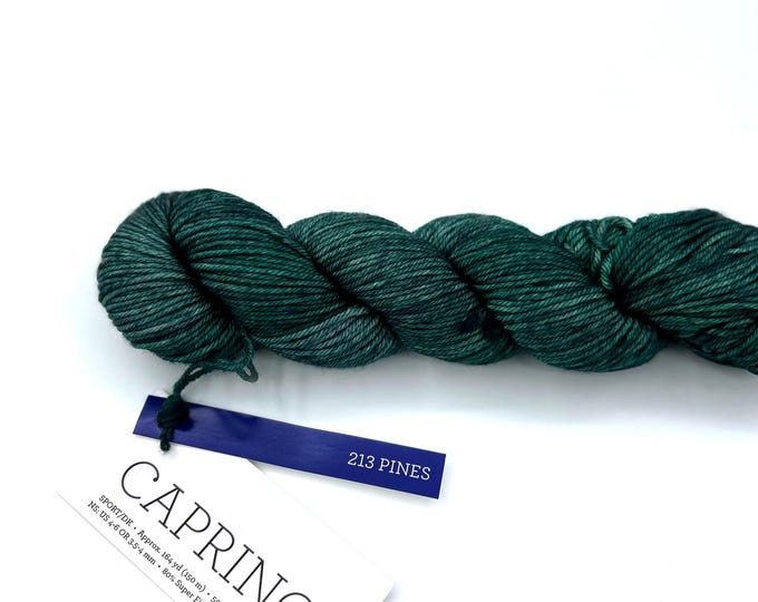 Malabrigo Caprino Yarn, Merino Cashmere Sport DK, Hand Dyed Forest Green, 50g 164 yds