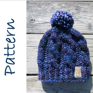 Hat Knitting Pattern, Super Chunky Cable Hat, Malabrigo Rasta Hat Pattern, Easy Knitting Pattern image 1