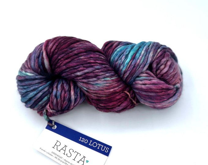 Malabrigo Rasta Super Bulky Merino Wool Yarn, Lotus 120, Purple Blend